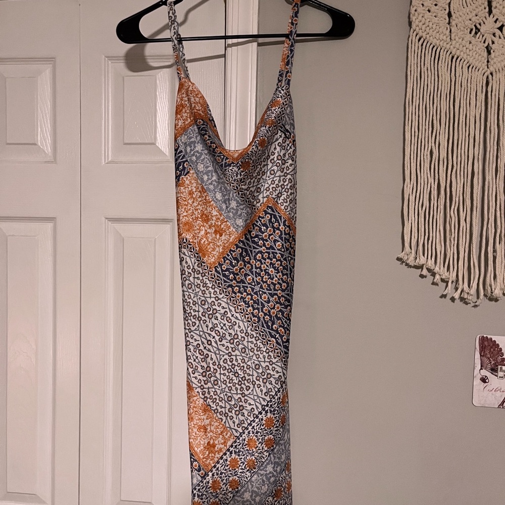 patchwork print maxi dress
